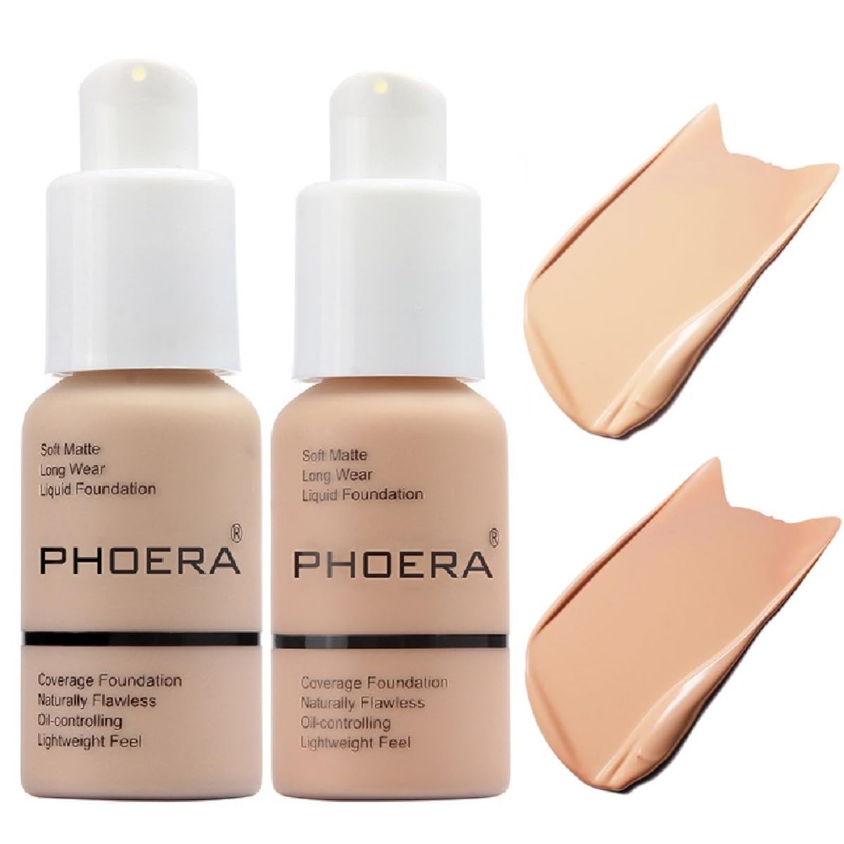 BASE DE MAQUILLAJE PHOERA LÍQUIDA MATE 2 PACK TONOS 102 Y 103 - 1