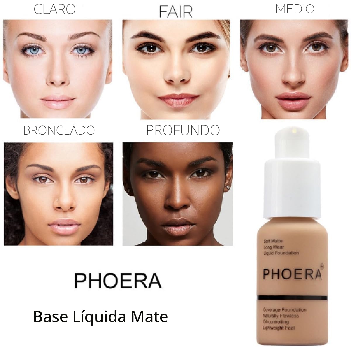 BASE DE MAQUILLAJE PHOERA LÍQUIDA MATE 2 PACK TONOS 102 Y 103 - 3