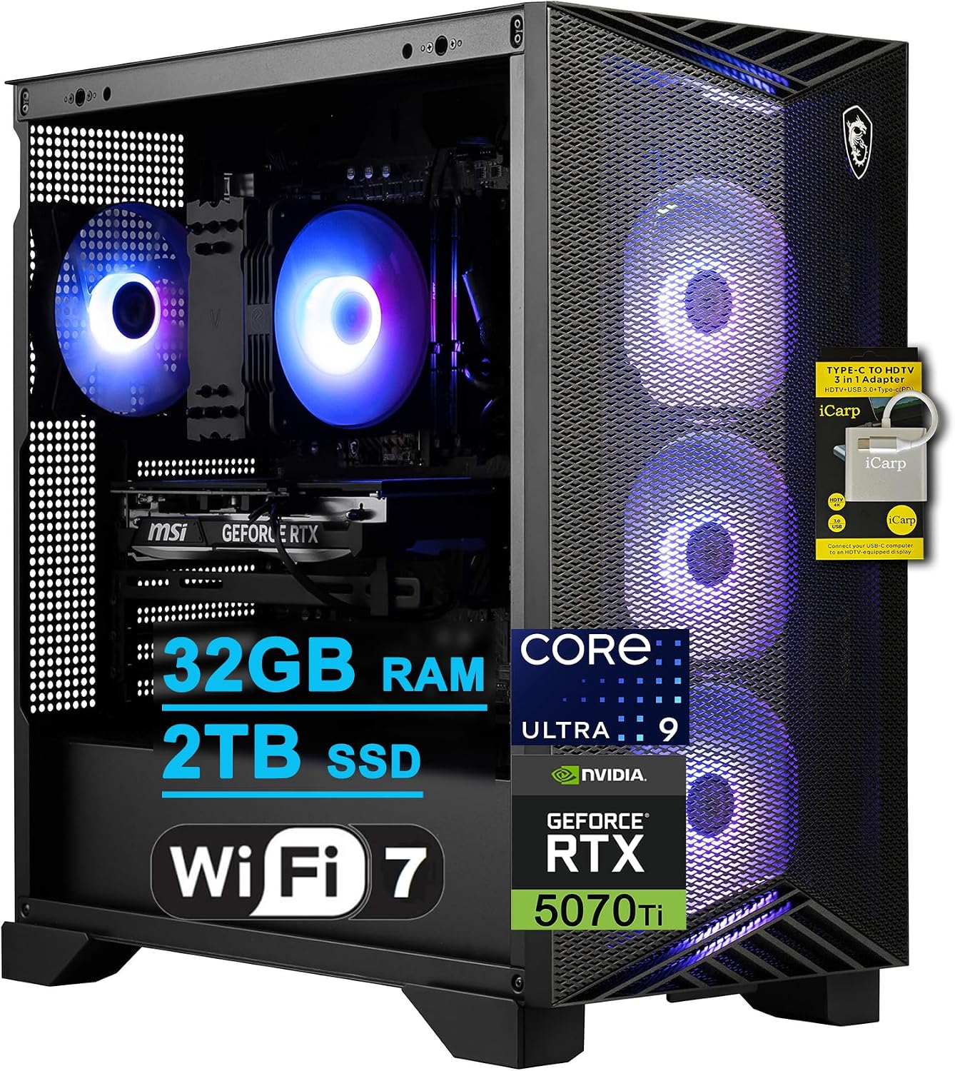 COMPUTADORA DE ESCRITORIO MSI AEGIS R2 AI INTEL ULTRA 9 285 32GB RAM 2TB SSD RTX 5070 TI - 1