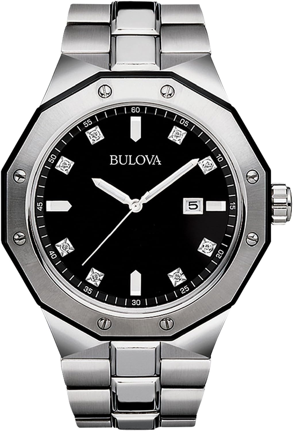 RELOJ BULOVA CLASSIC STAINLESS STEEL 3-HAND DATE QUARTZ 44MM CON DIAMANTES - 1