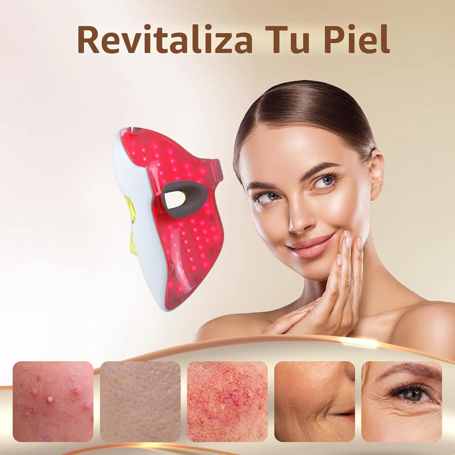 MASCARILLA FACIAL LED KELYOO CON LUZ ROJA, AZUL E INFRARROJA PARA TERAPIA ANTIEDAD - 3