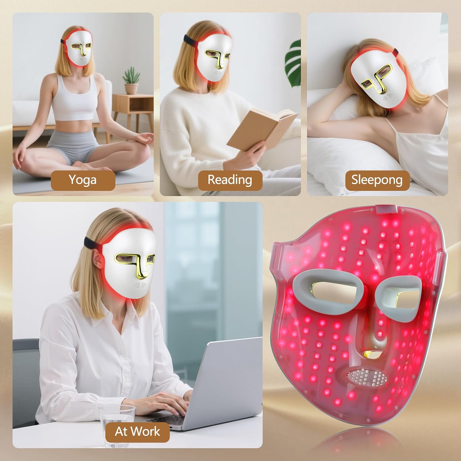 MASCARILLA FACIAL LED KELYOO CON LUZ ROJA, AZUL E INFRARROJA PARA TERAPIA ANTIEDAD - 5