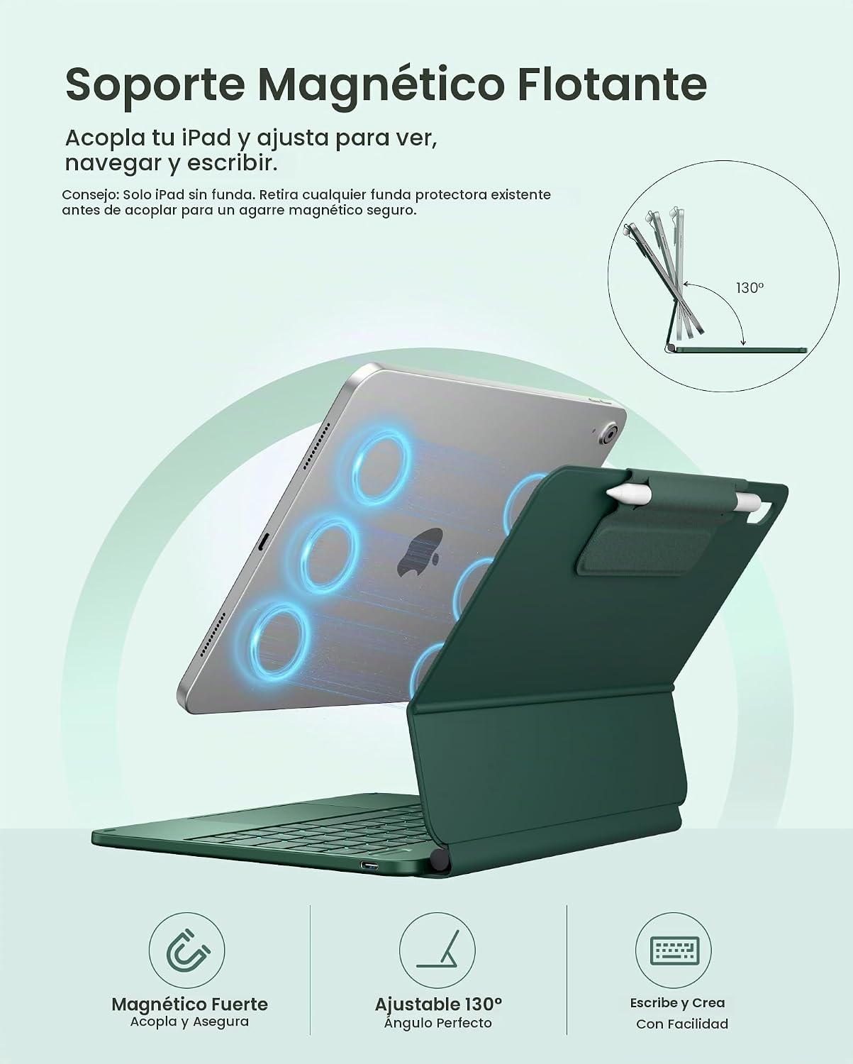 TYPECASE EDGE FUNDA CON TECLADO PARA IPAD A16 11.ª/10.ª GENERACIÓN CON SOPORTE MAGNÉTICO FLOTANTE - 4
