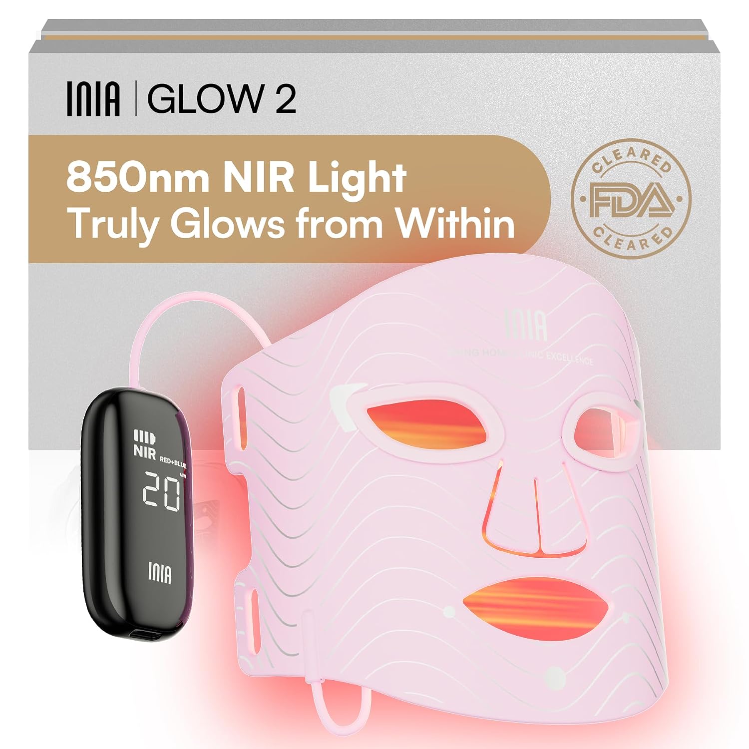 MASCARILLA FACIAL INIA RED LIGHT THERAPY CON LED 850NM NIR Y 4 MODOS - 1