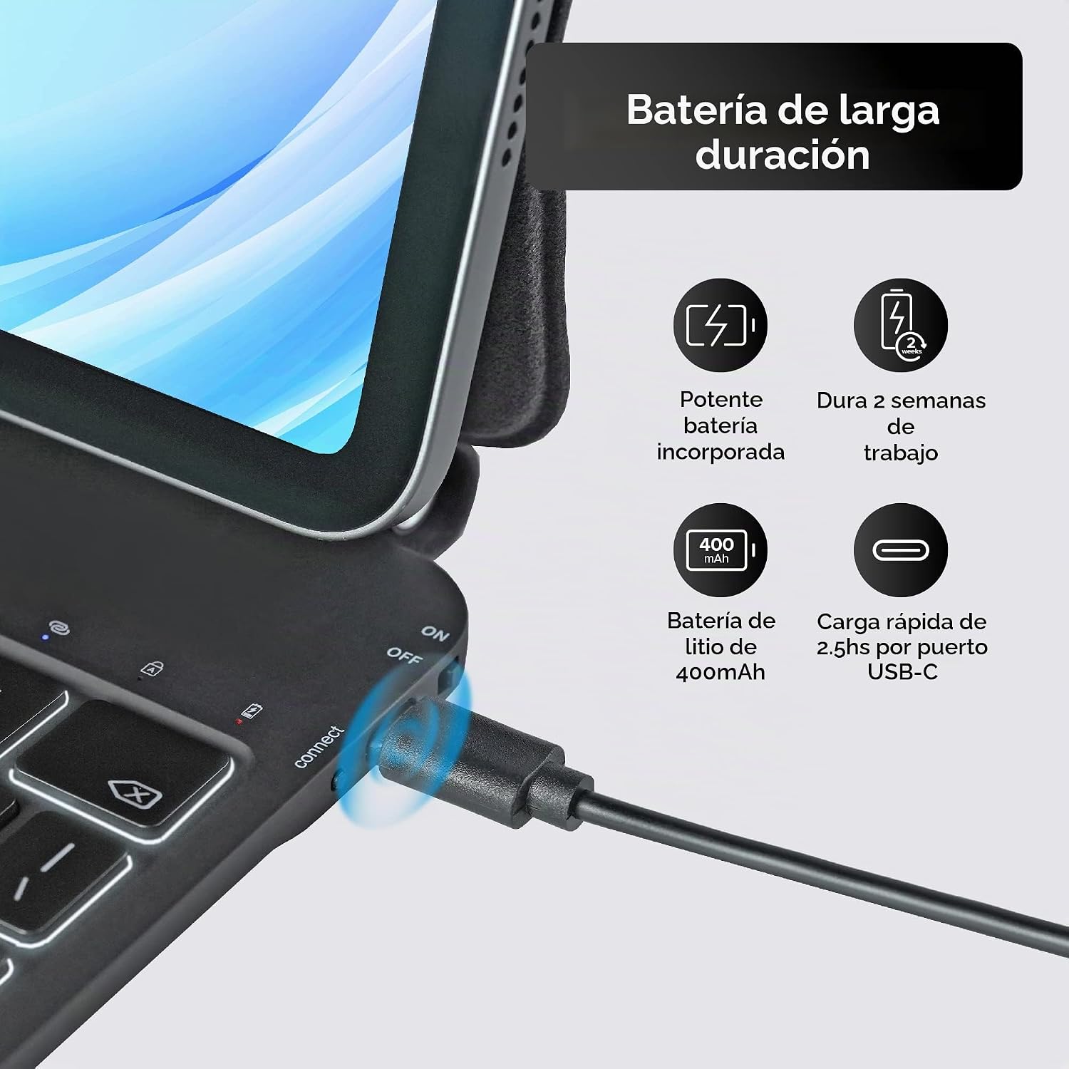 FUNDA CON TECLADO MAGNÉTICO MOBEE PARA IPAD PRO 13 PULGADAS M4 2024 / M5 2025 CON TRACKPAD RETROILUMINADO NEGRO - 4