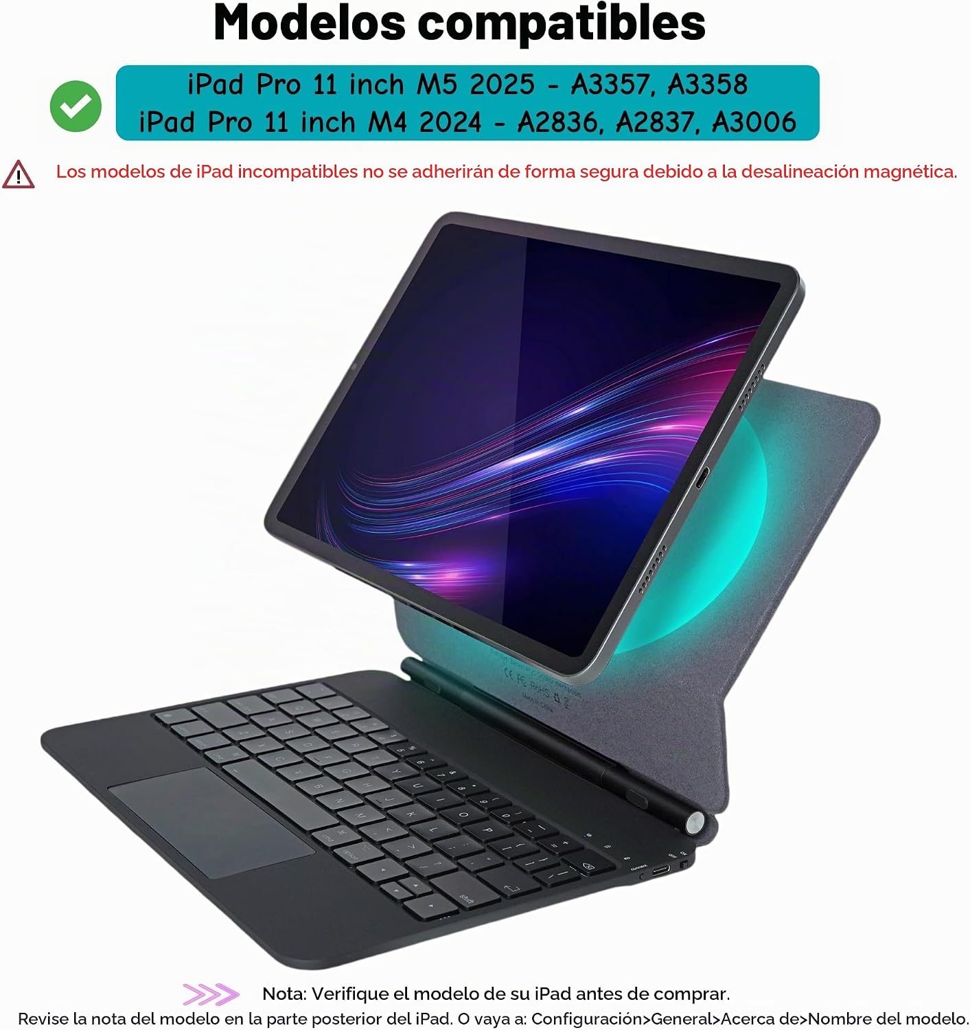 FUNDA CON TECLADO MAGIC KEYBOARD PARA IPAD PRO 11 PULGADAS M4 2024 / M5 2025 NEGRO - 2