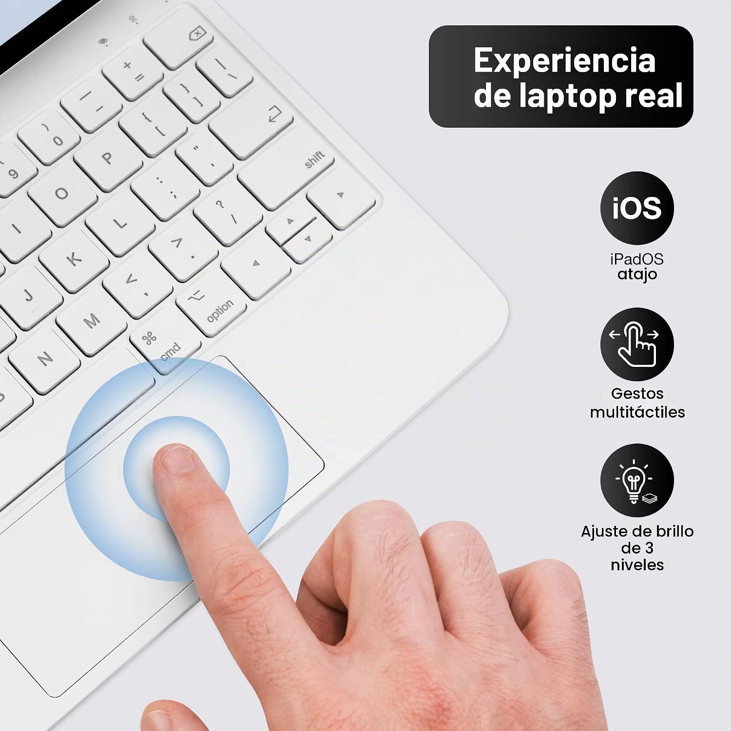 FUNDA CON TECLADO MAGIC KEYBOARD PARA IPAD PRO 11 PULGADAS M4 2024 / M5 2025 BLANCA - 3