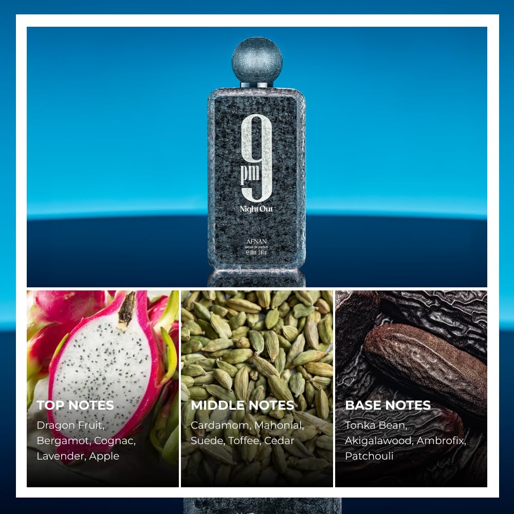 PERFUME AFNAN 9 PM NIGHT OUT EXTRAIT DE PARFUM 3.4 FL. OZ UNISEX - 3