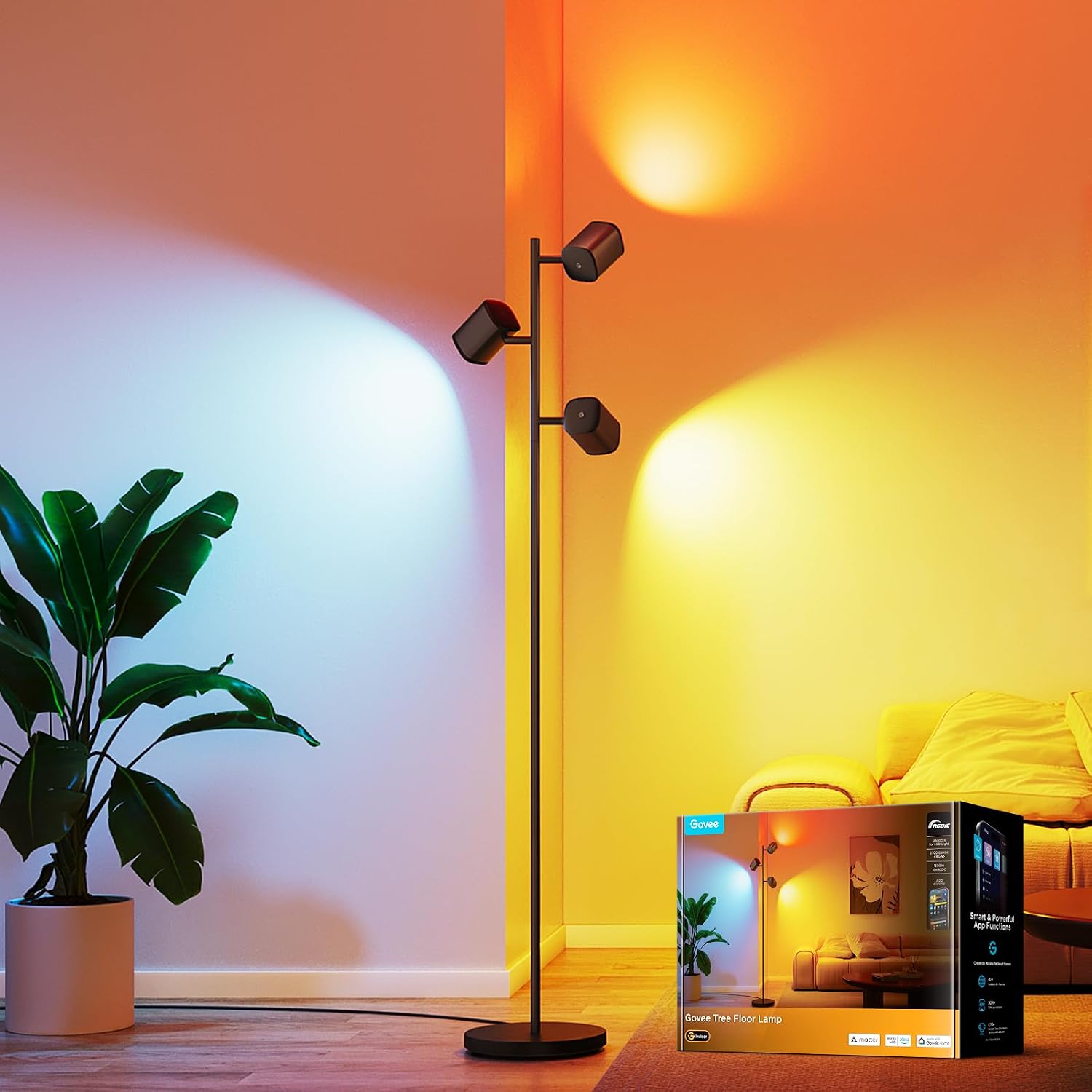 LÁMPARA DE PIE GOVEE TREE CON 3 BRAZOS ROTABLES COMPATIBLE CON MATTER - 1