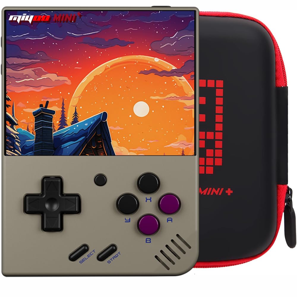 CONSOLA MIYOO MINI PLUS GRIS CON ESTUCHE PORTÁTIL Y EMULADOR RETRO - 1