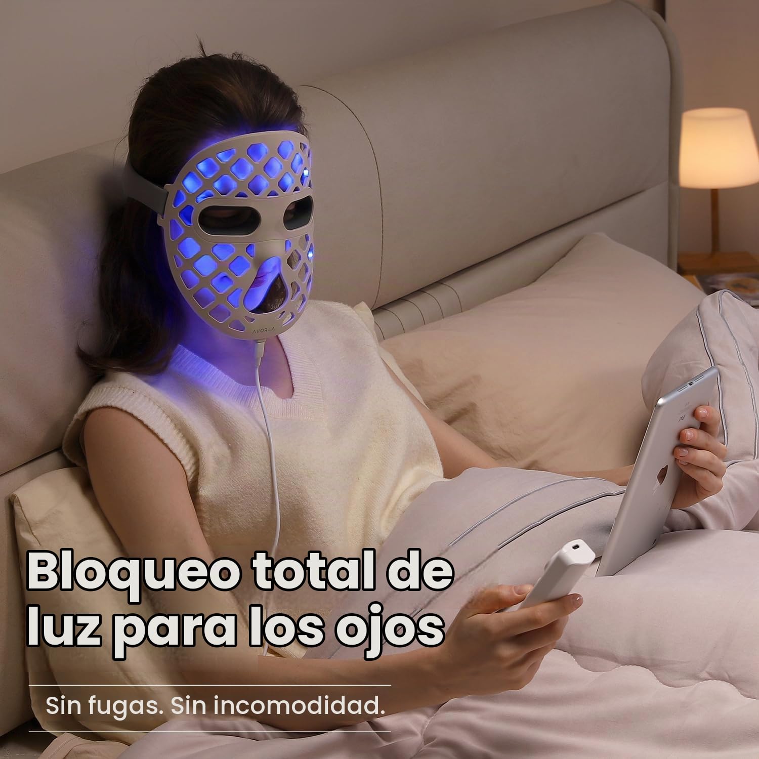 MÁSCARA LED AVORLA PARA FOTOTERAPIA FACIAL CON LUZ ROJA, 4 MODOS, 216 LEDS RECARGABLE - 5
