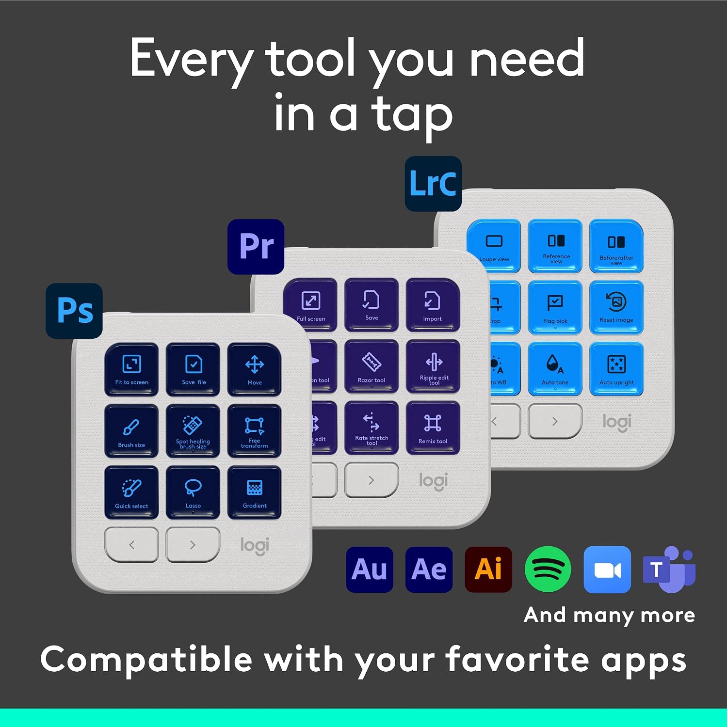 TECLADO LOGITECH MX CREATIVE CONSOLE 9 TECLAS PERSONALIZABLES GRIS PÁLIDO - 4