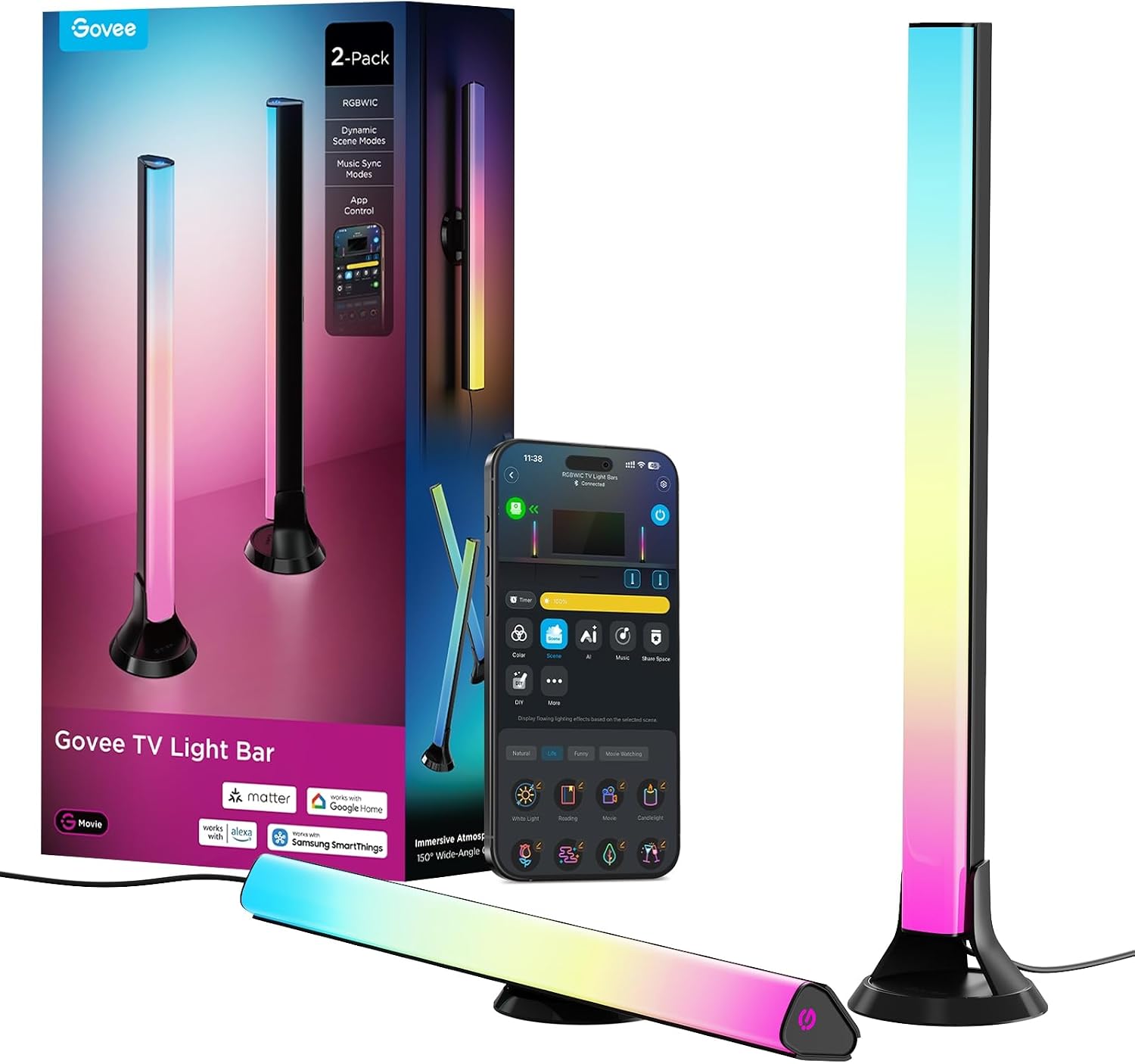 CINTA LED GOVEE SMART RGBWIC LIGHT BARS 15 PULGADAS WIFI PARA TV 45-70 PULGADAS - 1