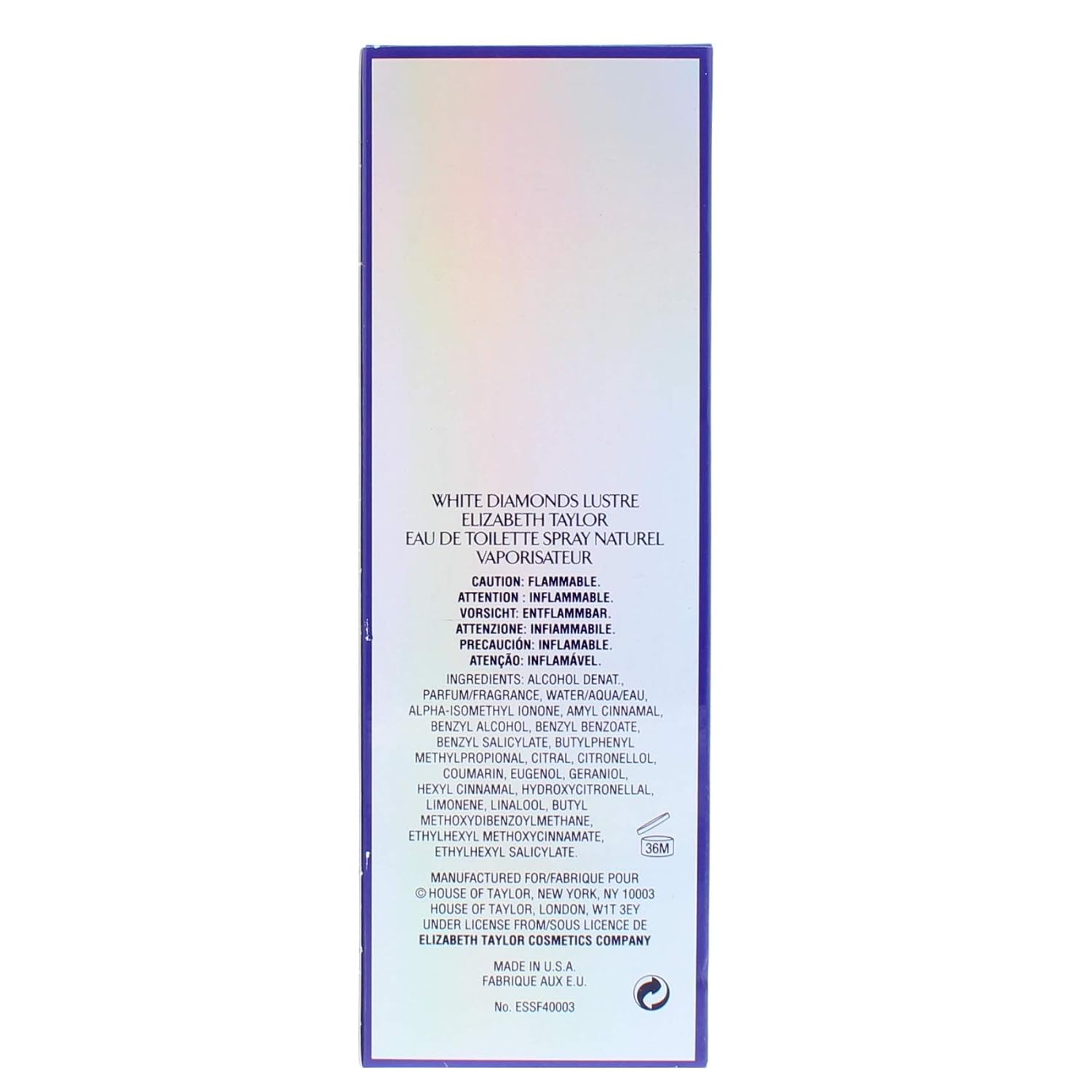 PERFUME ELIZABETH TAYLOR WHITE DIAMONDS LUSTER EAU DE TOILETTE 3.3 OZ - 5