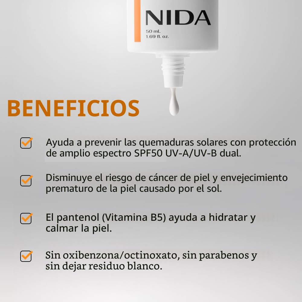 PROTECTOR SOLAR NIDA INVISIBLE FIT SPF 50 BROAD SPECTRUM 50ML - 3