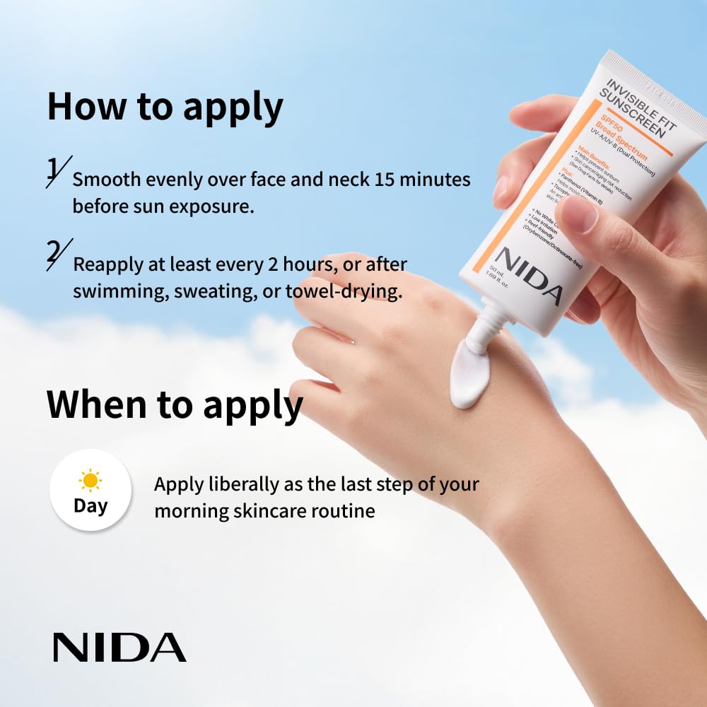 PROTECTOR SOLAR NIDA INVISIBLE FIT SPF 50 BROAD SPECTRUM 50ML - 5