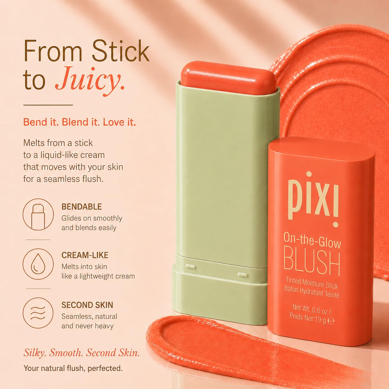 RUBOR EN BARRA PIXI ON-THE-GLOW CREAM BLUSH STICK JUICY - 5