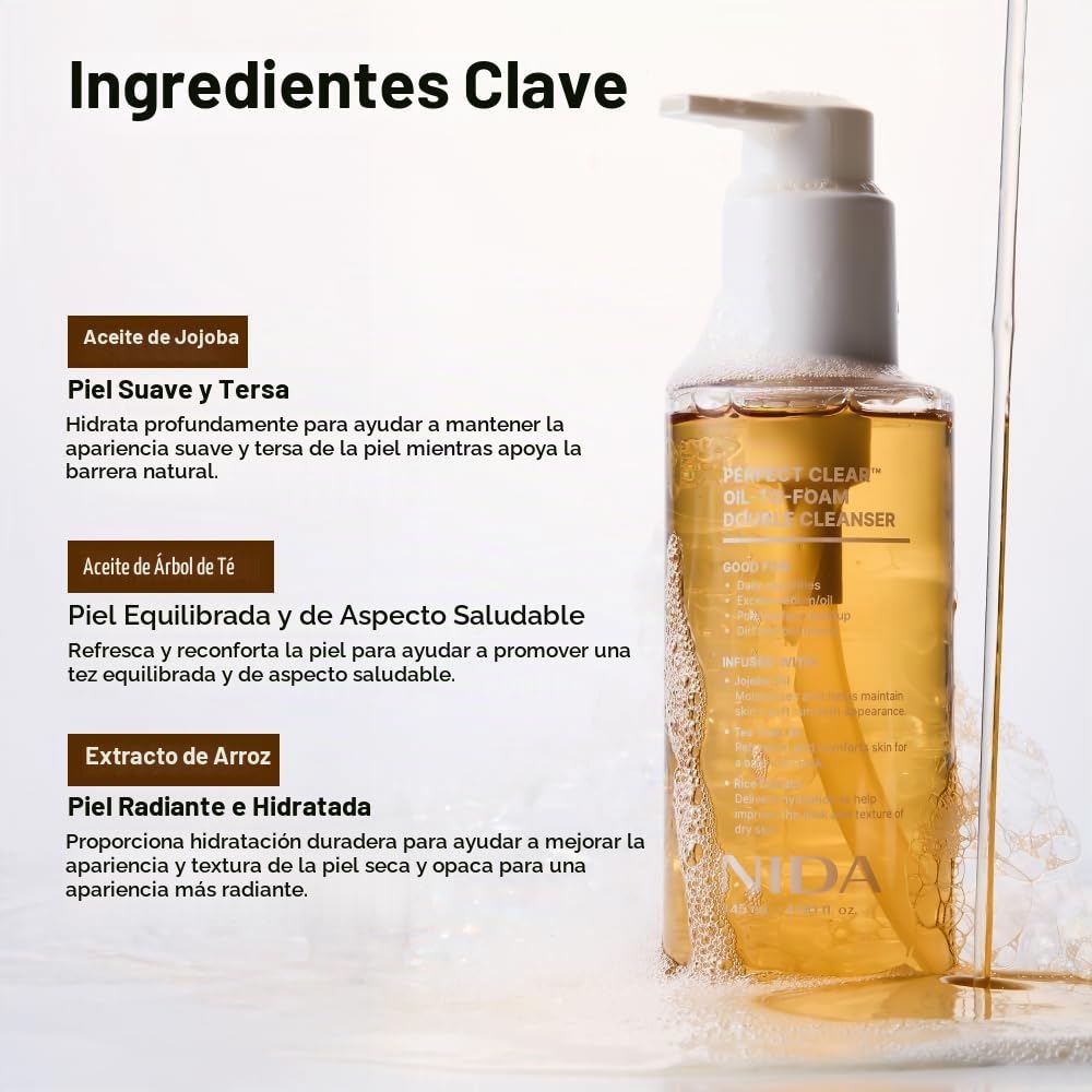 LIMPIADOR DOBLE NIDA PERFECT CLEAR OIL-TO-FOAM 145ML - 5
