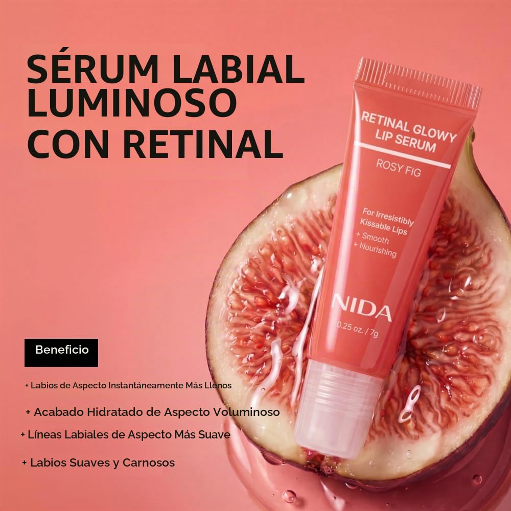 SÉRUM DE LABIOS NIDA RETINAL GLOWY LIP SERUM 7G ROSY FIG - 2