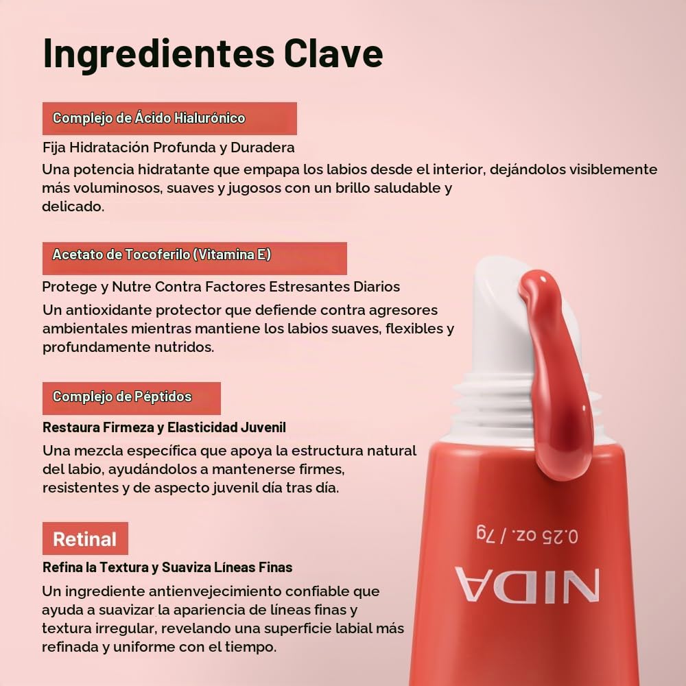 SÉRUM DE LABIOS NIDA RETINAL GLOWY LIP SERUM 7G ROSY FIG - 5