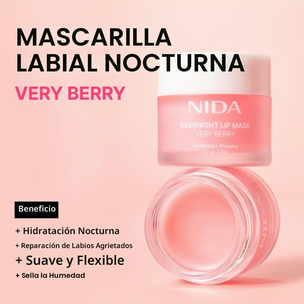 MASCARILLA DE LABIOS NIDA OVERNIGHT LIP MASK VERY BERRY 20G - 2