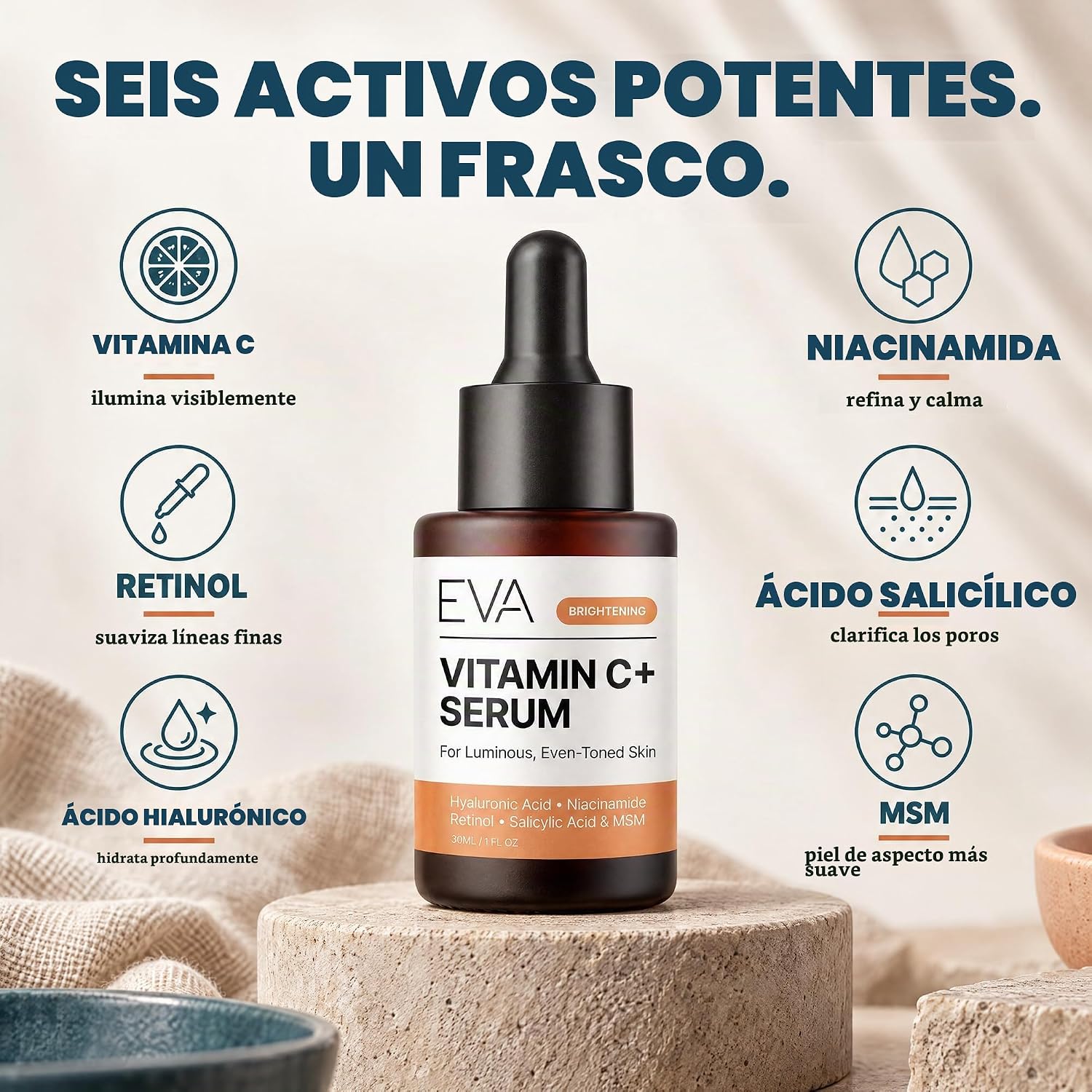 SERUM FACIAL EVA NATURALS VITAMINA C CON RETINOL Y NIACINAMIDA 30ML - 3