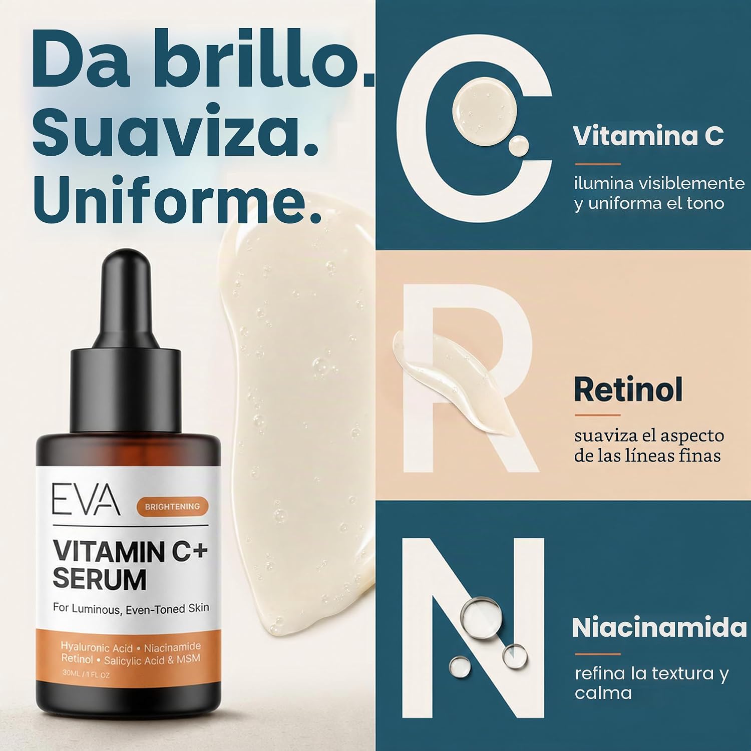 SERUM FACIAL EVA NATURALS VITAMINA C CON RETINOL Y NIACINAMIDA 30ML - 4
