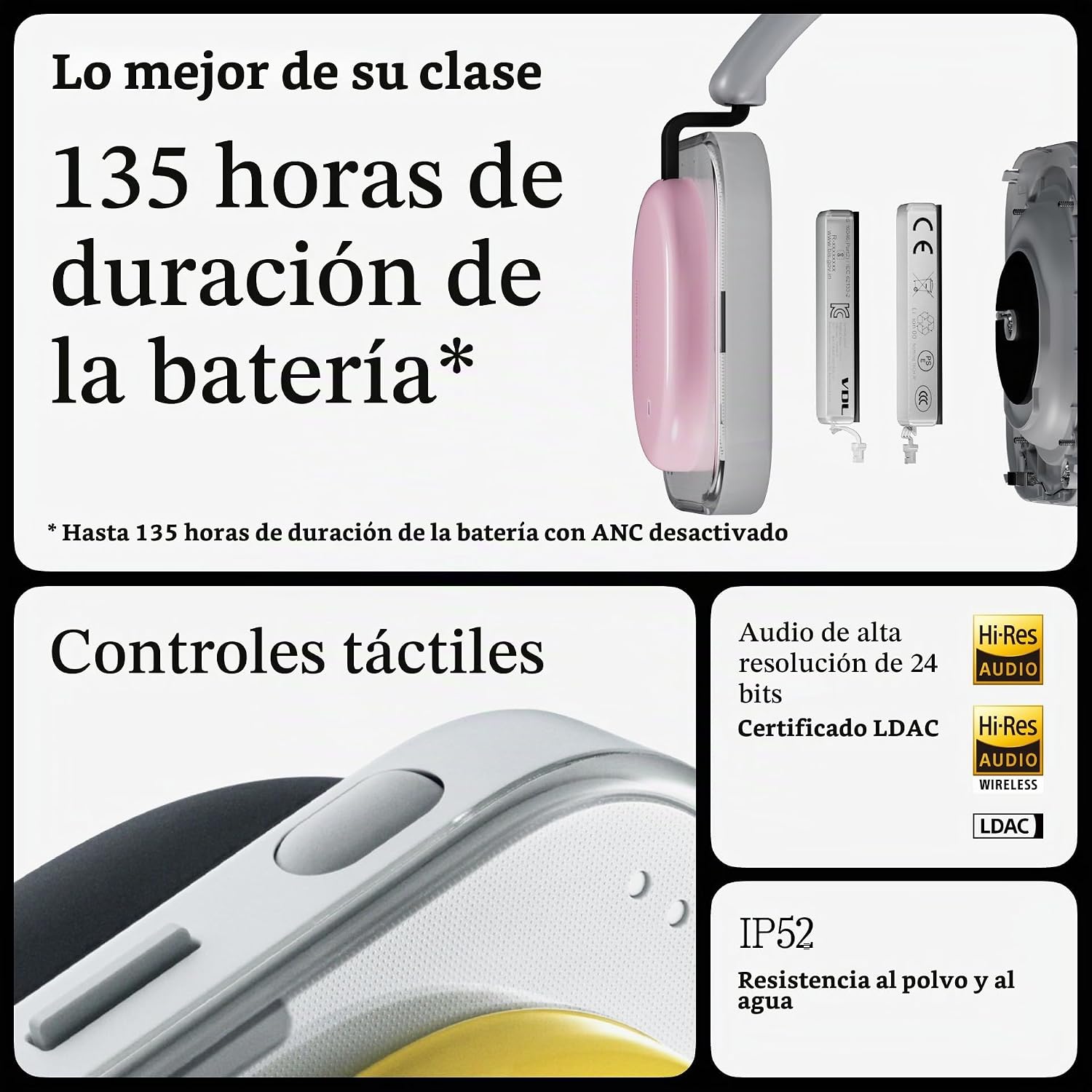AUDÍFONOS NOTHING HEADPHONE (A) OVER-EAR BLUETOOTH 5.4 CON CANCELACIÓN DE RUIDO ADAPTATIVA BLANCO - 5