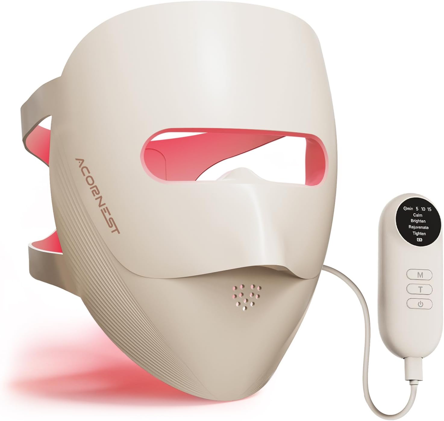 MÁSCARA DE TERAPIA DE LUZ ROJA ACORNEST PARA ROSTRO, 4 MODOS, 328 LEDS - 1
