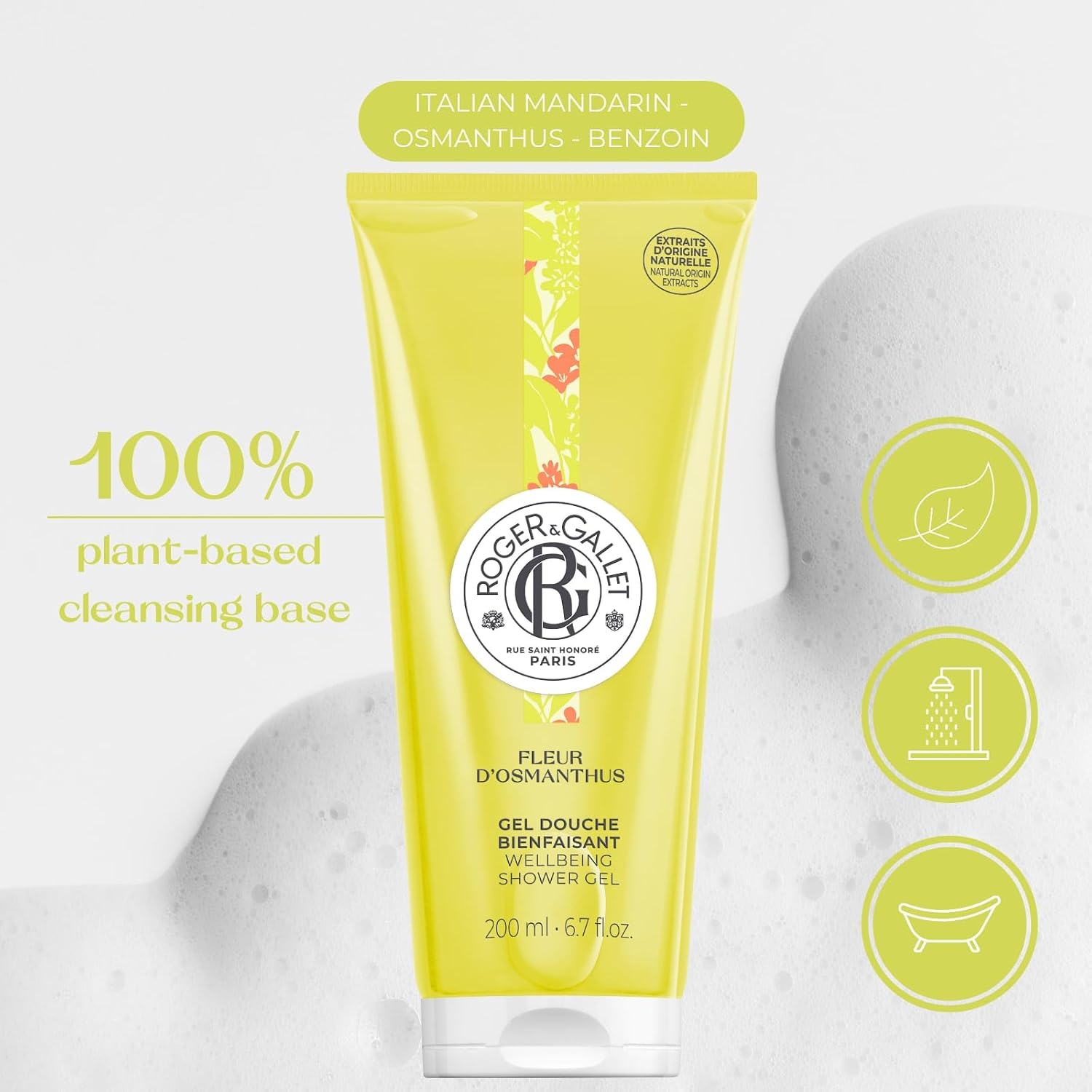 GEL DE DUCHA ROGER Y GALLET WELLBEING FLEUR D'OSMANTHUS 200 ML - 3