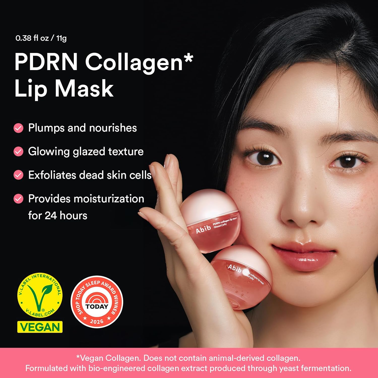 MASCARILLA DE LABIOS ABIB PDRN VEGAN COLLAGEN GLAZED JELLY ROSA 0.38 FL OZ - 2