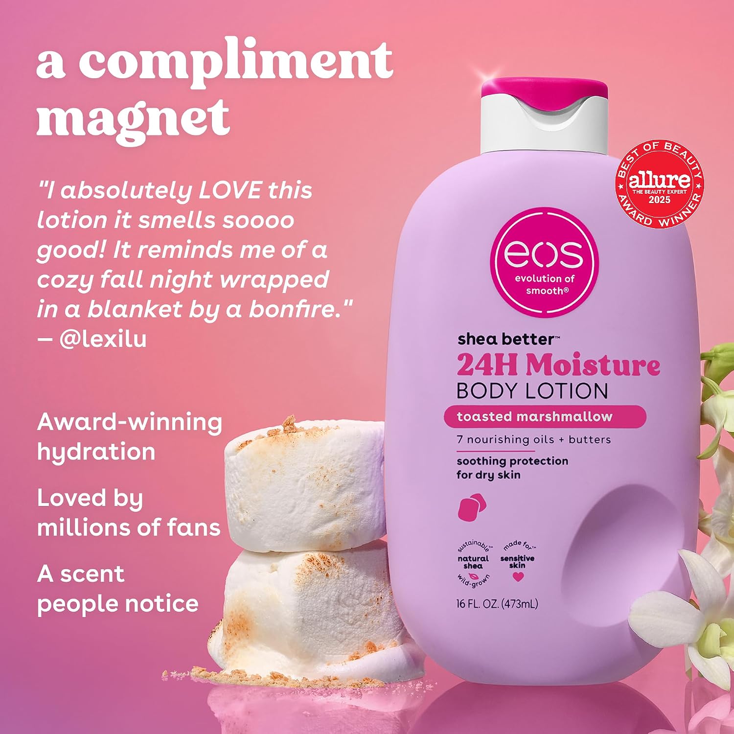 LOCIÓN CORPORAL EOS SHEA BETTER 24H MOISTURE TOASTED MARSHMALLOW 16 FL OZ - 3