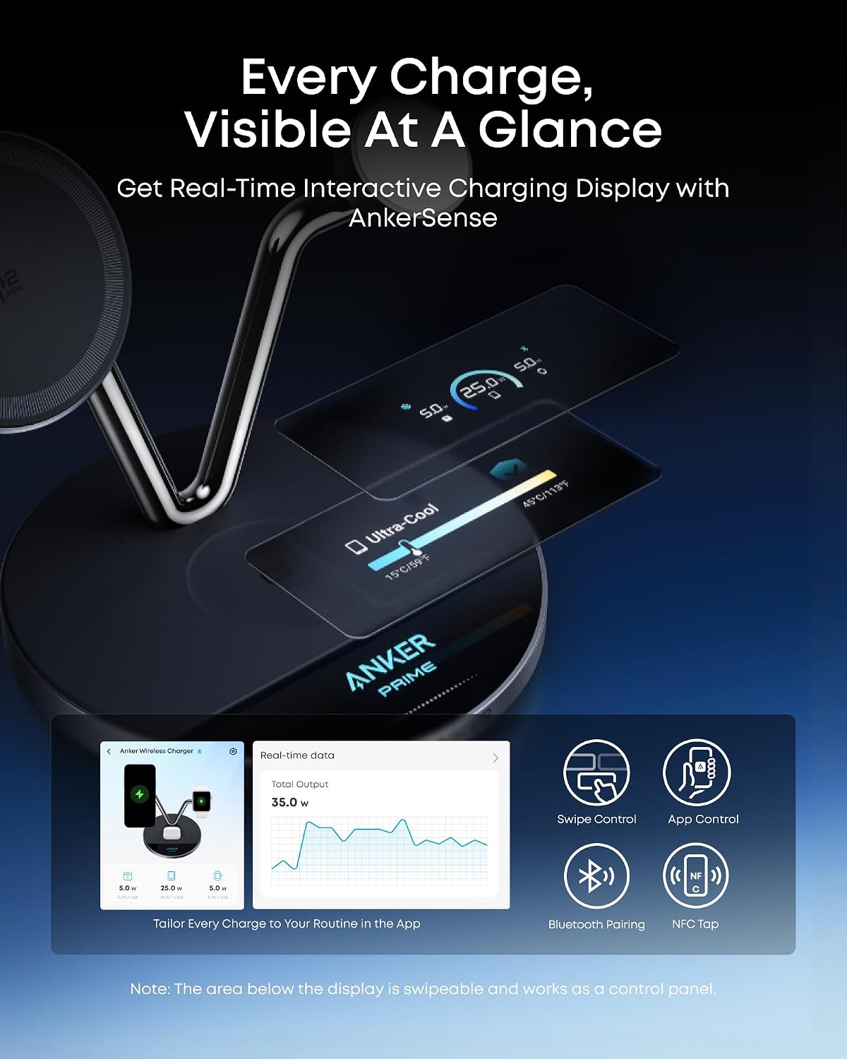 ESTACIÓN DE CARGA INALÁMBRICA ANKER PRIME 3 EN 1 QI2.2 MAGSAFE 25W CON PANTALLA INTELIGENTE - 5