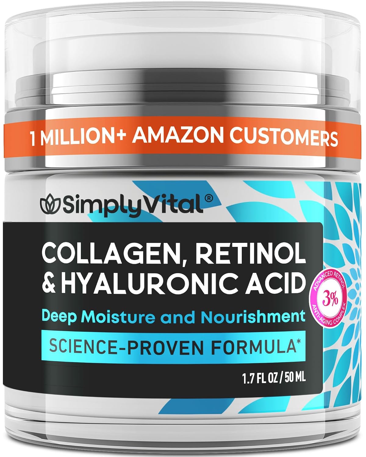 CREMA FACIAL HIDRATANTE SIMPLYVITAL RETINOL COLÁGENO ÁCIDO HIALURÓNICO 50ML - 1