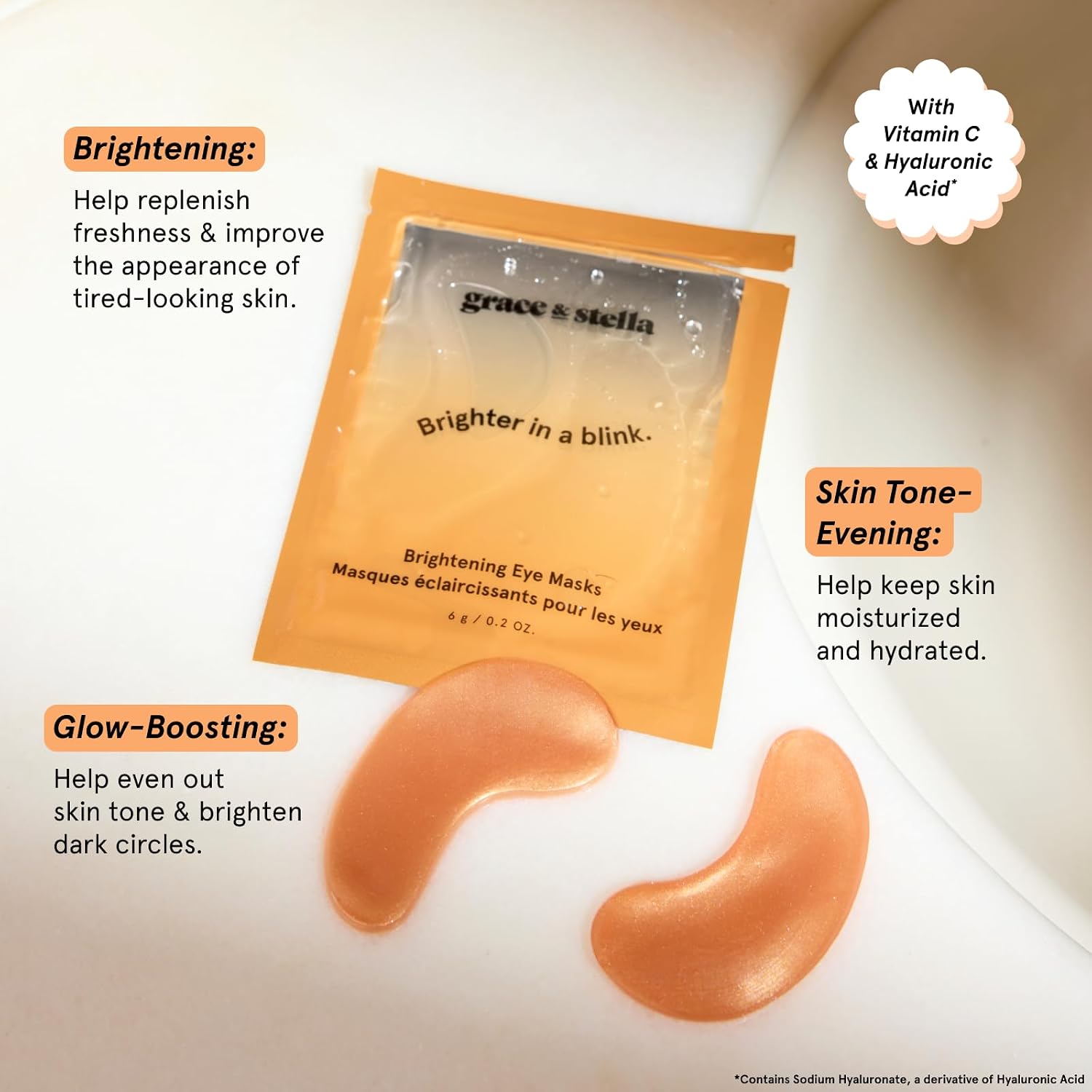 MASCARILLA FACIAL GRACE Y STELLA PARCHES CONTORNO DE OJOS CON VITAMINA C 24 PARES - 3
