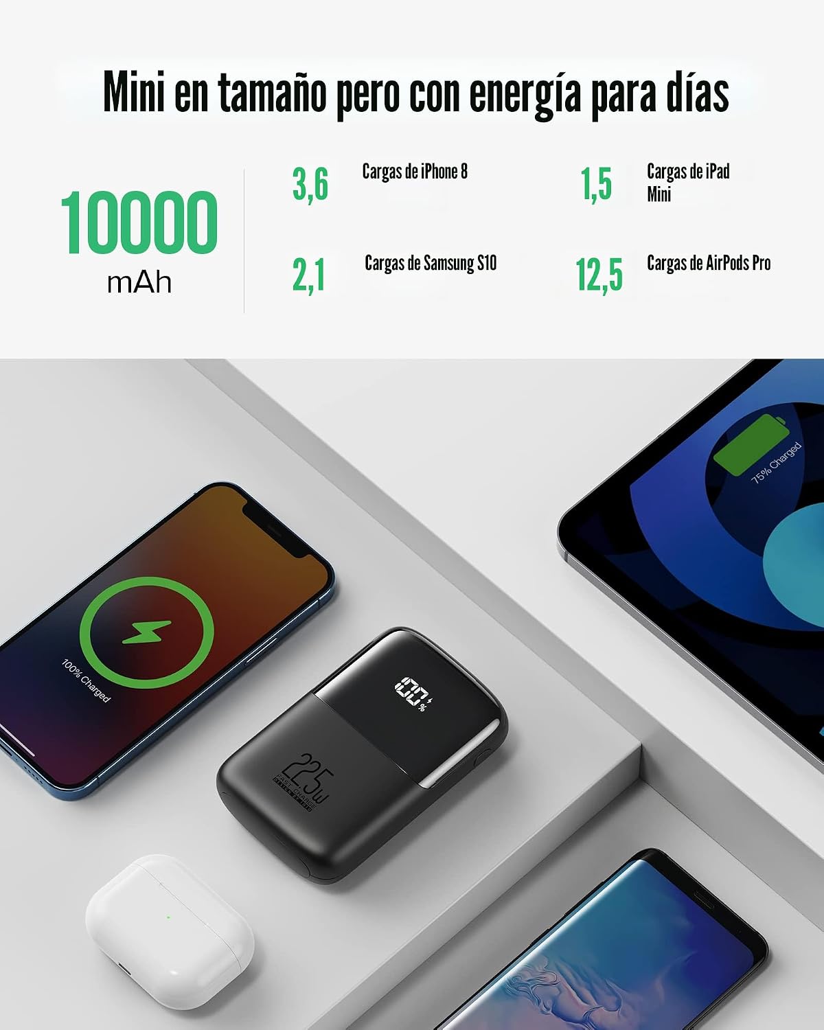 BATERÍA EXTERNA INIU 10000MAH 22.5W CARGA RÁPIDA CON SOPORTE INTEGRADO - 5
