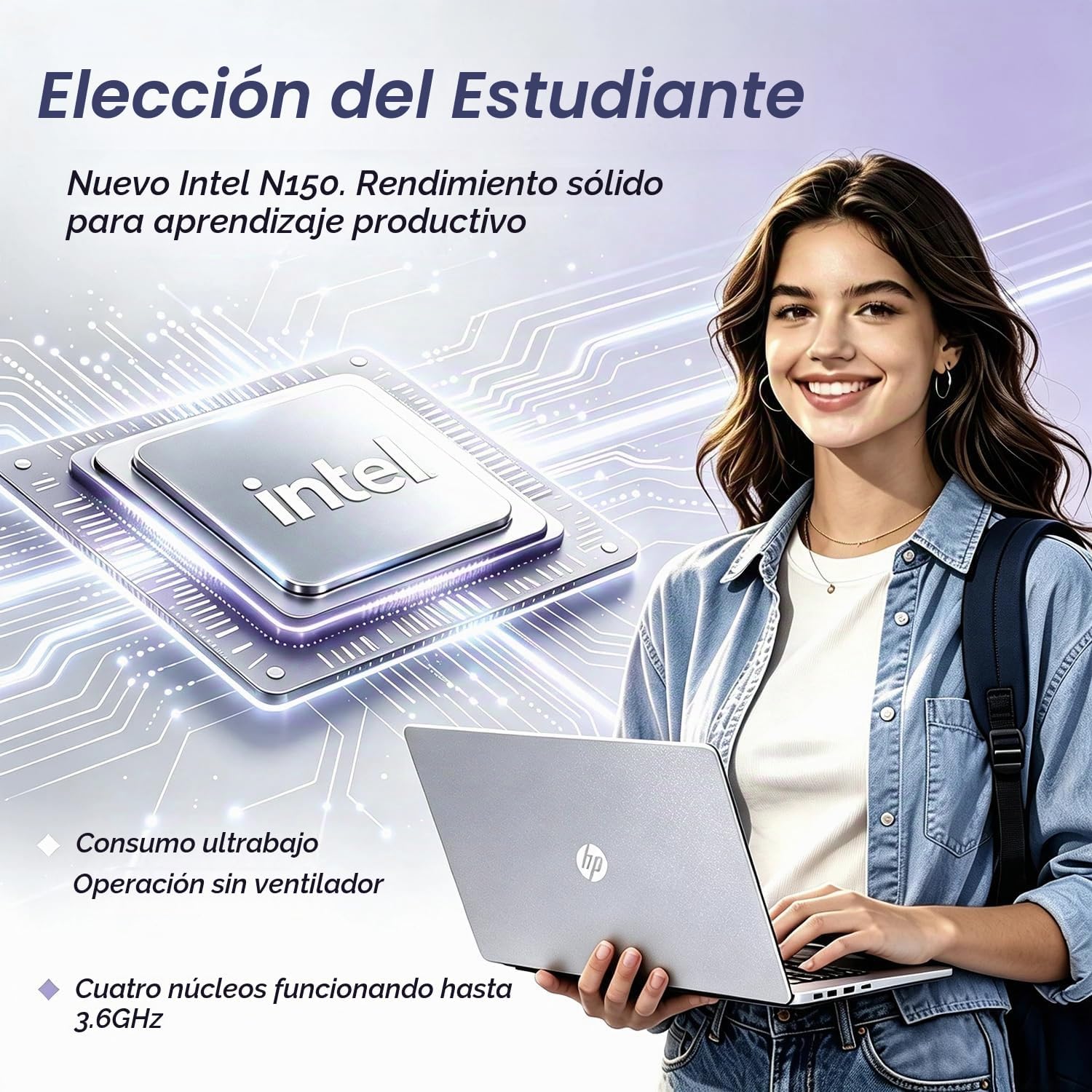 LAPTOP HP EVERYDAY SLIM INTEL N150 128GB SSD 14 PULGADAS WISTERIA - 2
