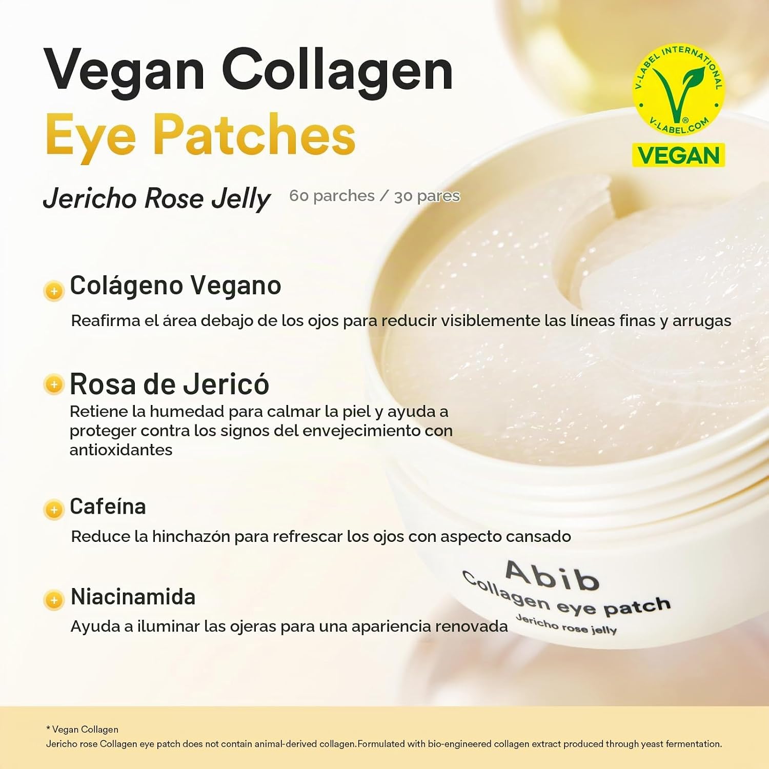MASCARILLA FACIAL ABIB VEGAN COLLAGEN EYE PATCHES CON JERICHO ROSE, 60 UNIDADES - 5