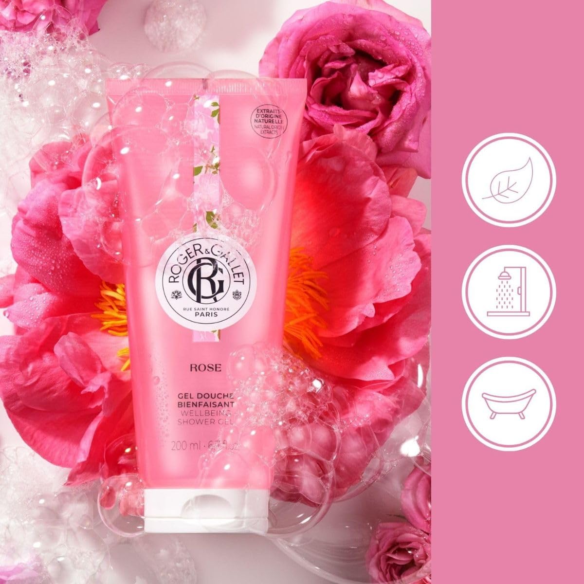 GEL DE DUCHA ROGER Y GALLET WELLBEING CON ALOE VERA Y ROSA 200 ML - 2