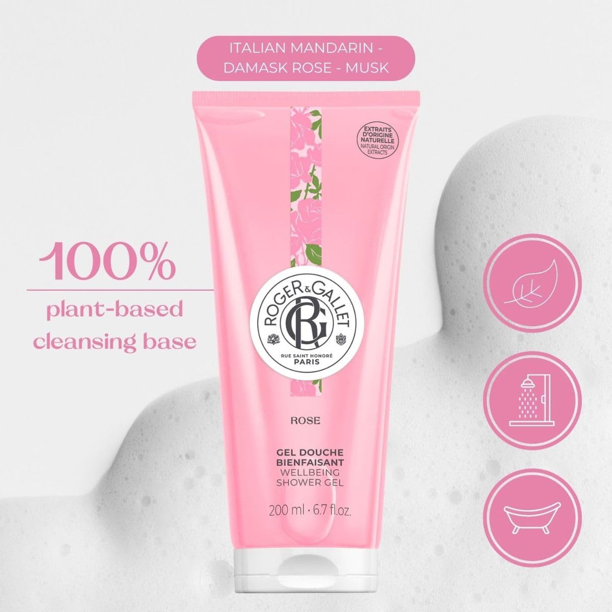 GEL DE DUCHA ROGER Y GALLET WELLBEING CON ALOE VERA Y ROSA 200 ML - 3