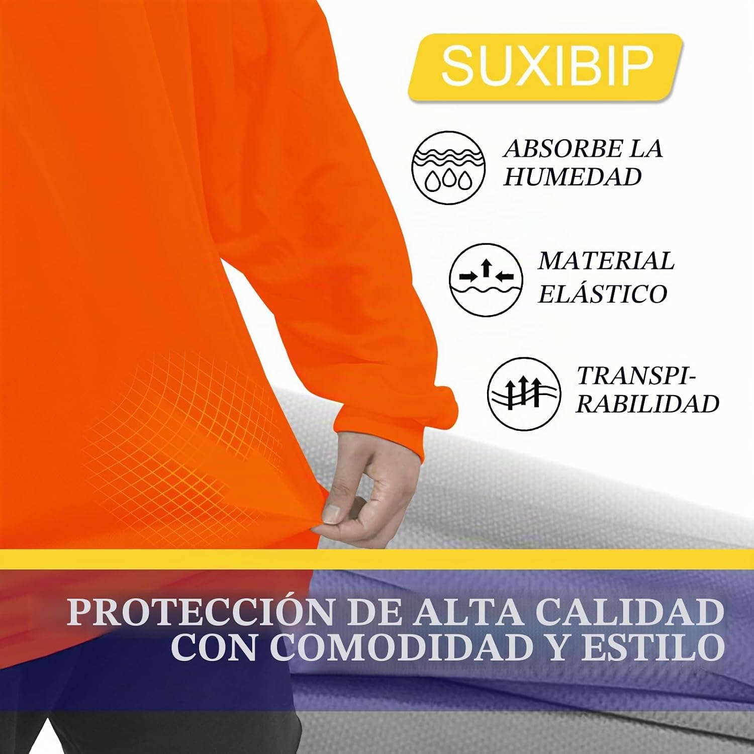 CAMISA DE SEGURIDAD HI VIS SUXIBIP MANGA LARGA CON CAPUCHA PROTECTORA PARA HOMBRE - 3
