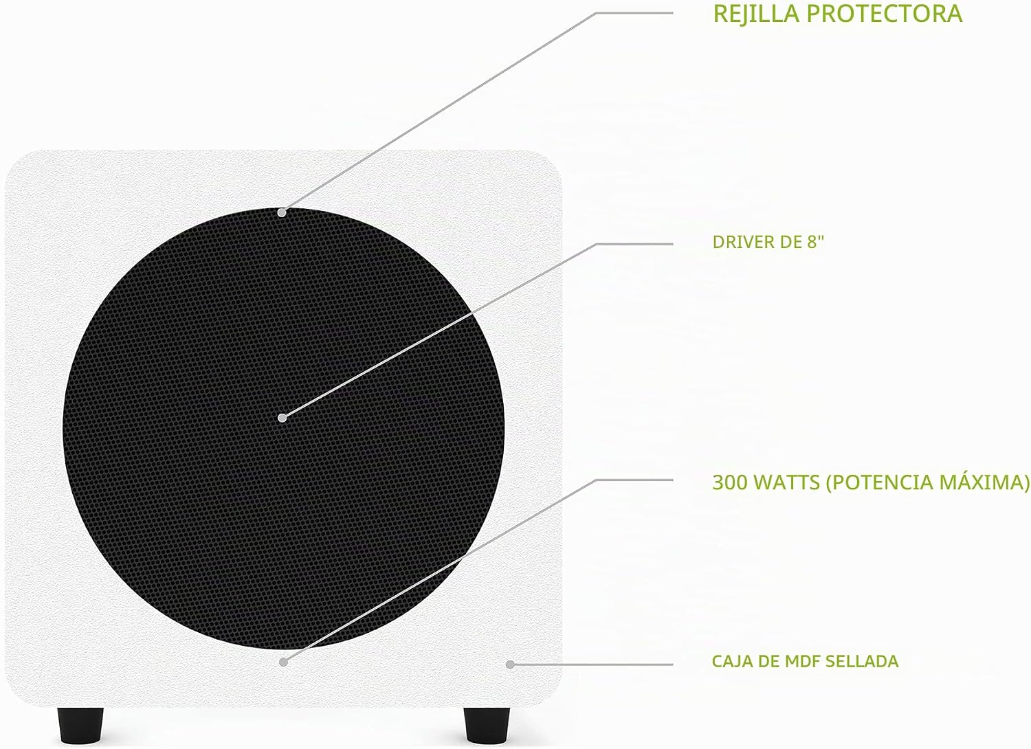 SUBWOOFER KANTO SUB8VMW 300W BLANCO MATE - 2