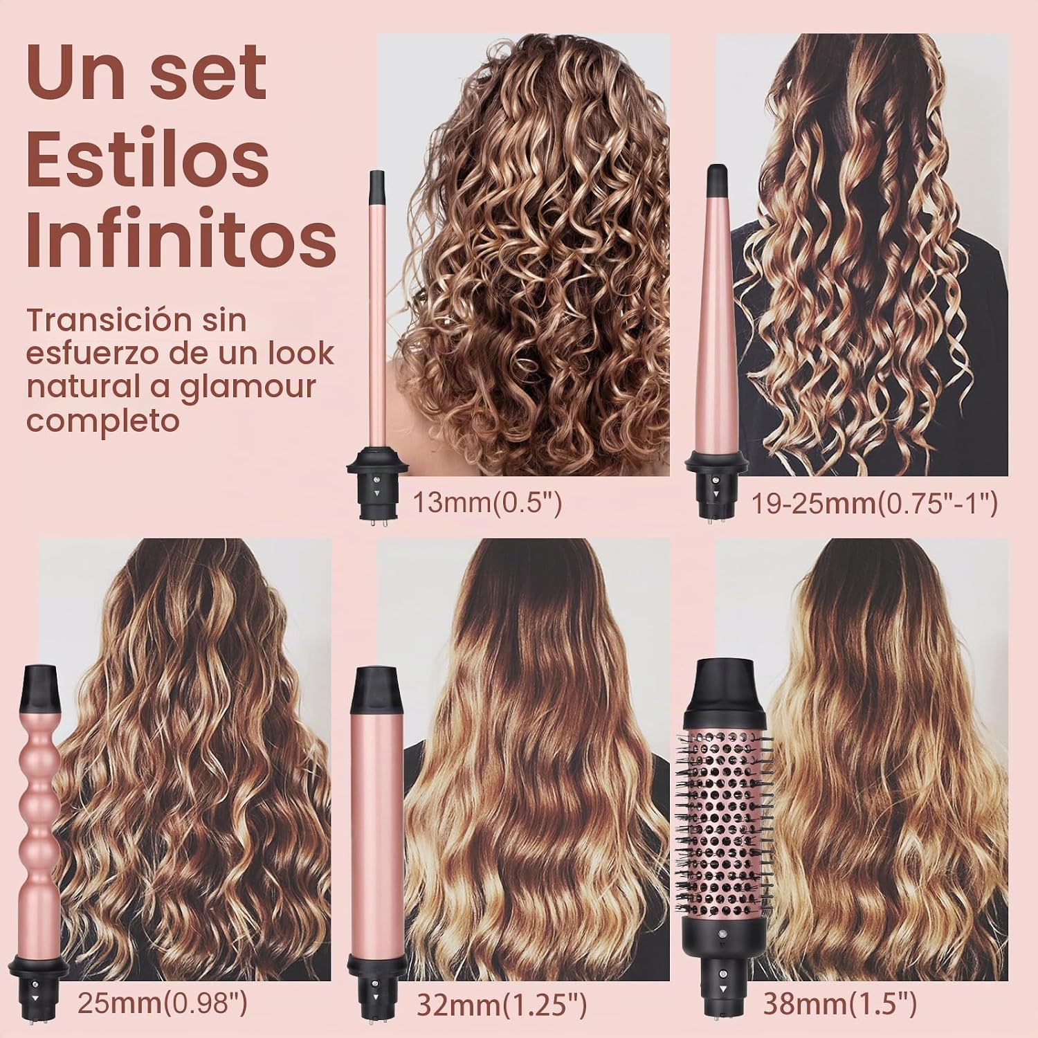 RIZADOR DE CABELLO UNOBEY 5 EN 1 CON 5 ACCESORIOS INTERCAMBIABLES - 2