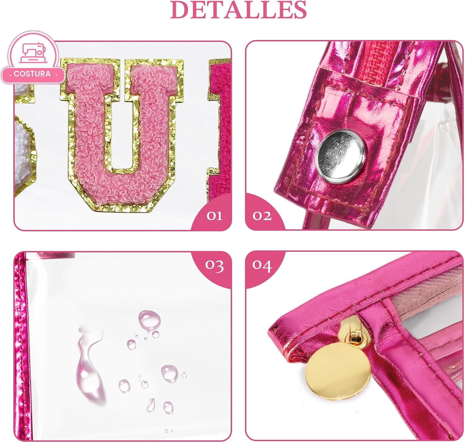 BOLSA DE MAQUILLAJE COSHAYSOO TRANSPARENTE PARA PROTECTOR SOLAR Y ACCESORIOS DE PLAYA - 3