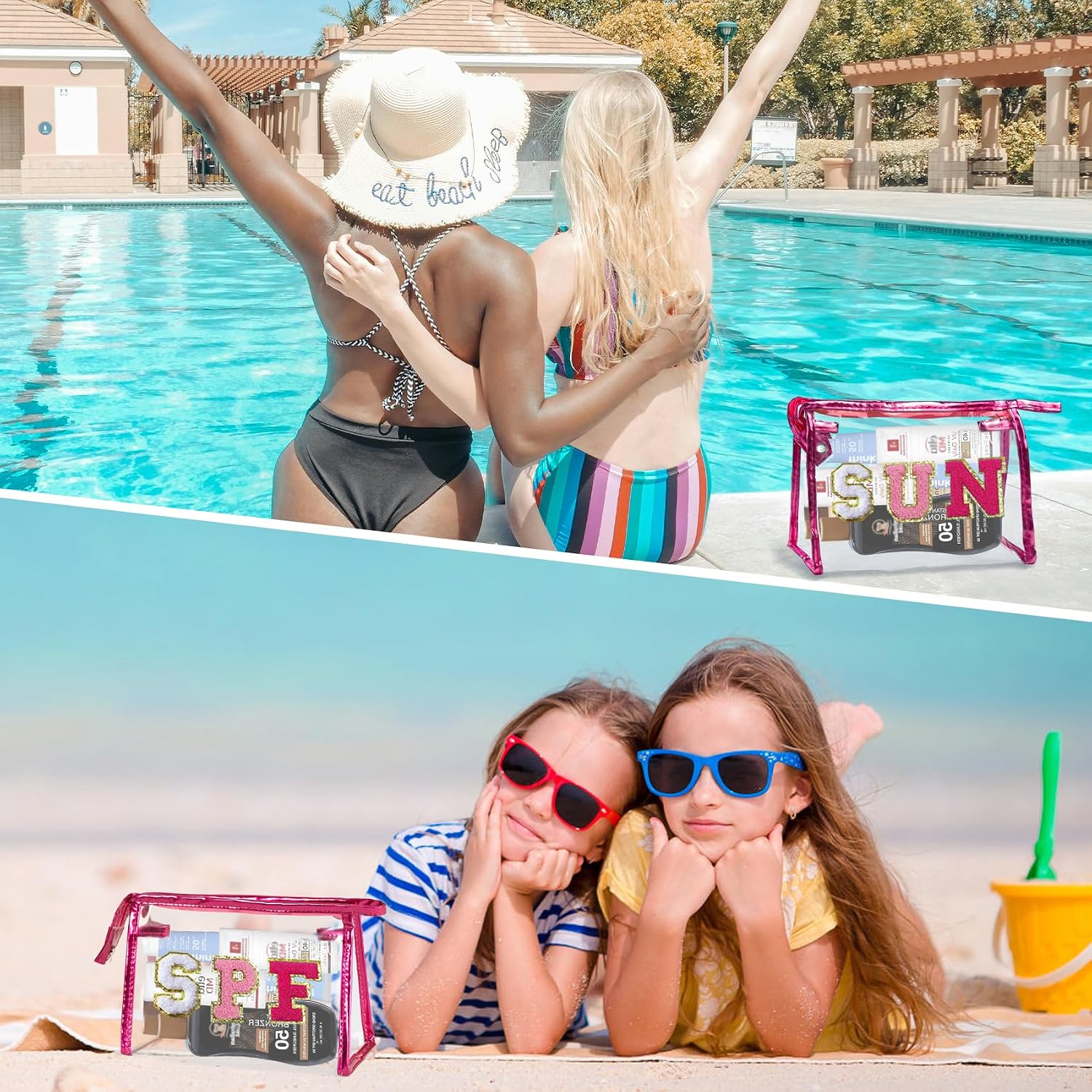 BOLSA DE MAQUILLAJE COSHAYSOO TRANSPARENTE PARA PROTECTOR SOLAR Y ACCESORIOS DE PLAYA - 5