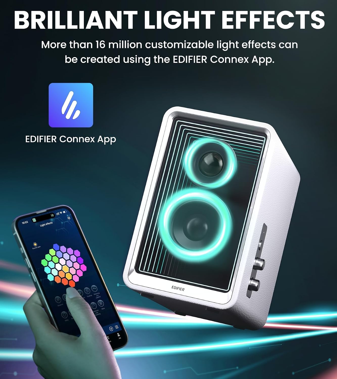PARLANTE EDIFIER QR65 RGB LIGHT DESKTOP ACTIVE MONITOR 70W RMS HI-RES AUDIO BLANCO - 5