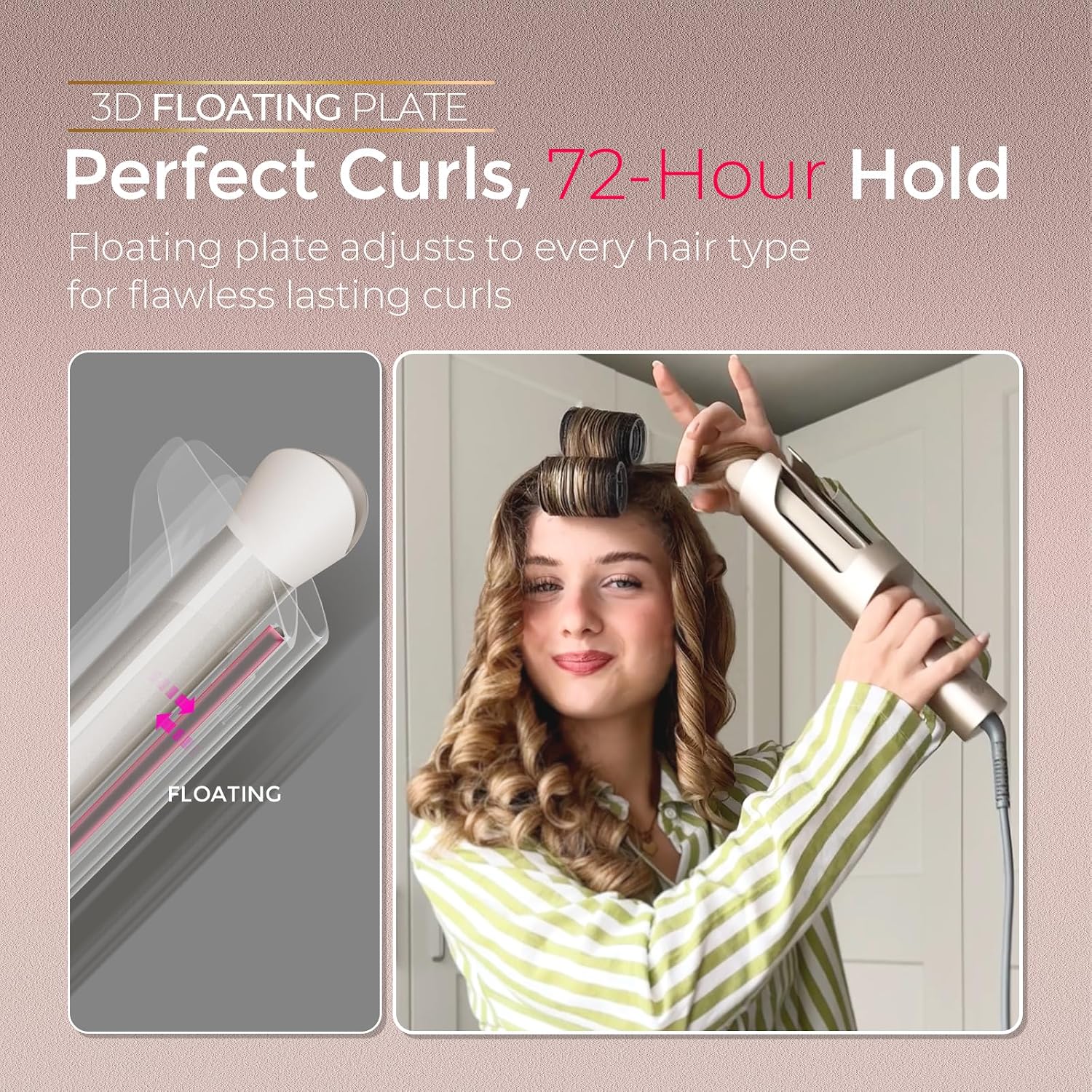 RIZADOR AUTOMÁTICO TYMO CURLPRO PLUS BARRIL LARGO 1 PULGADA DORADO - 5