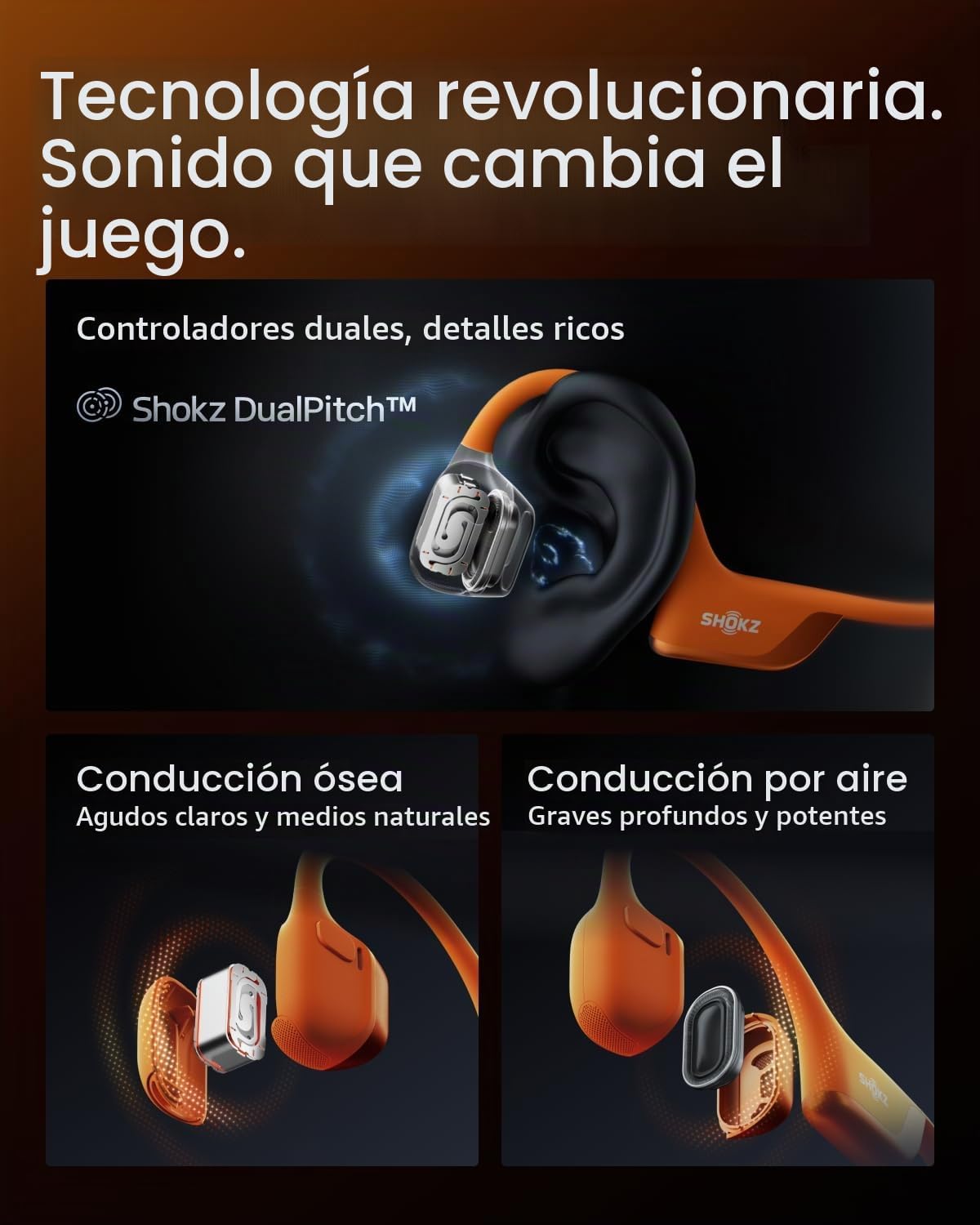 AUDÍFONOS SHOKZ OPENRUN PRO 2 MINI BONE CONDUCTION BLUETOOTH SPORT NARANJA - 5