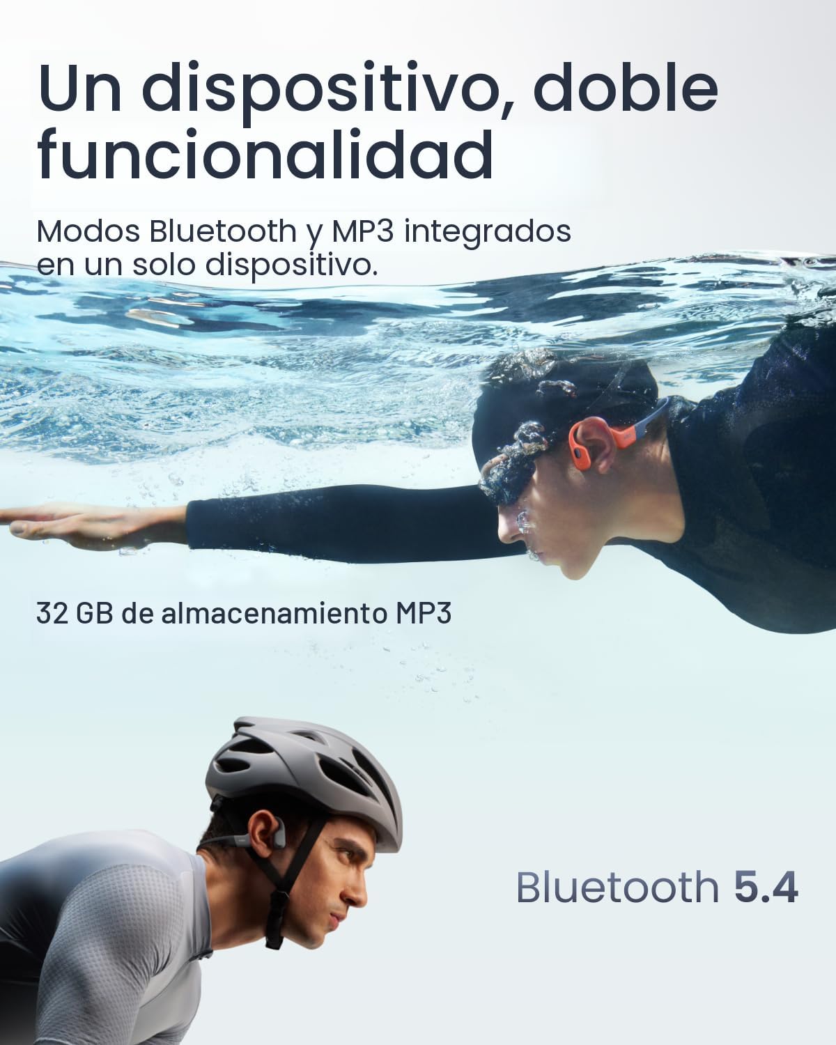 AUDÍFONOS SHOKZ OPENSWIM PRO MP3 GRIS IP68 WATERPROOF 32GB - 3