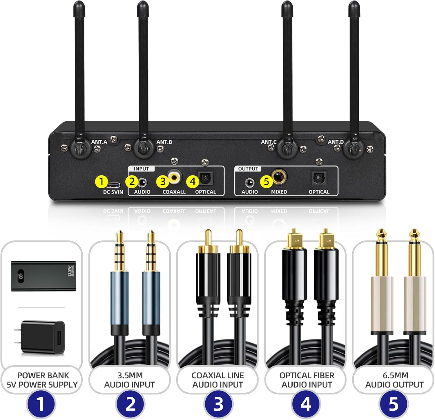 MICRÓFONO INALÁMBRICO UHF FROKET SISTEMA 4 CANALES CON BLUETOOTH Y DSP - 3